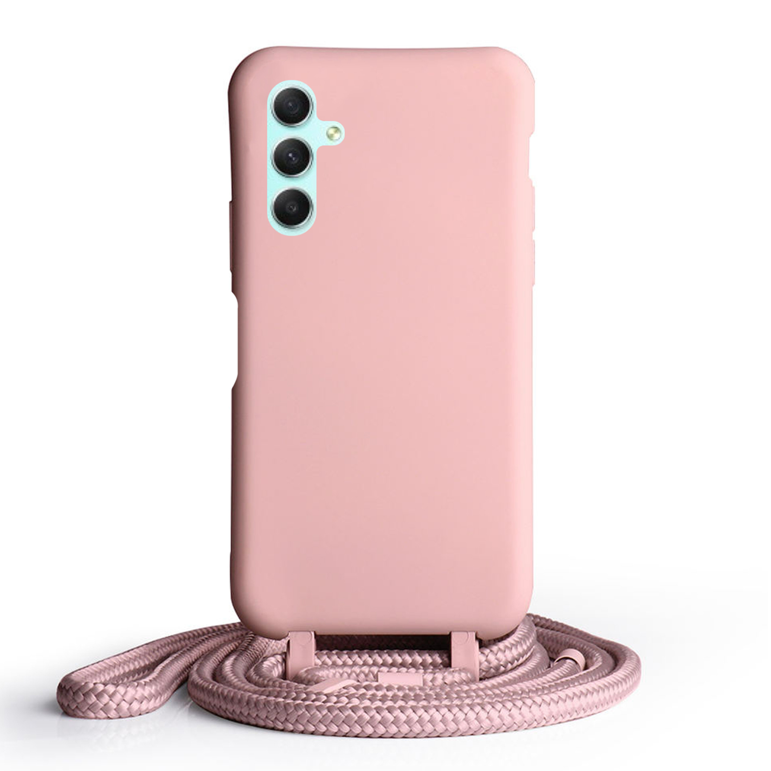 Coque Cordon réglable 160cm silicone liquide compatible Galaxy A34 5G - Rose