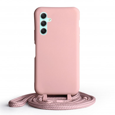Coque Cordon réglable 160cm silicone liquide compatible Galaxy A34 5G - Rose