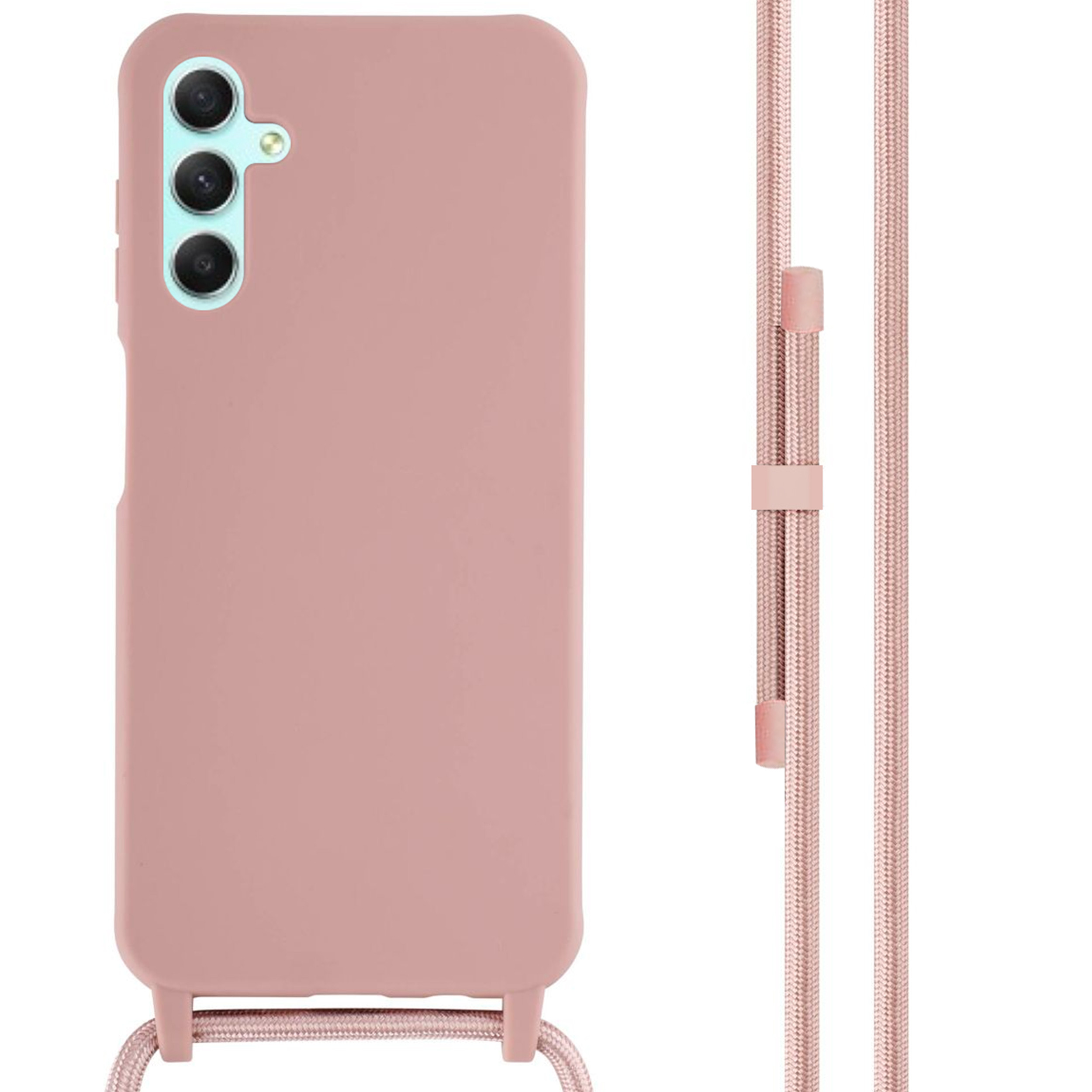 Coque Cordon réglable 160cm silicone liquide compatible Galaxy A34 5G - Rose
