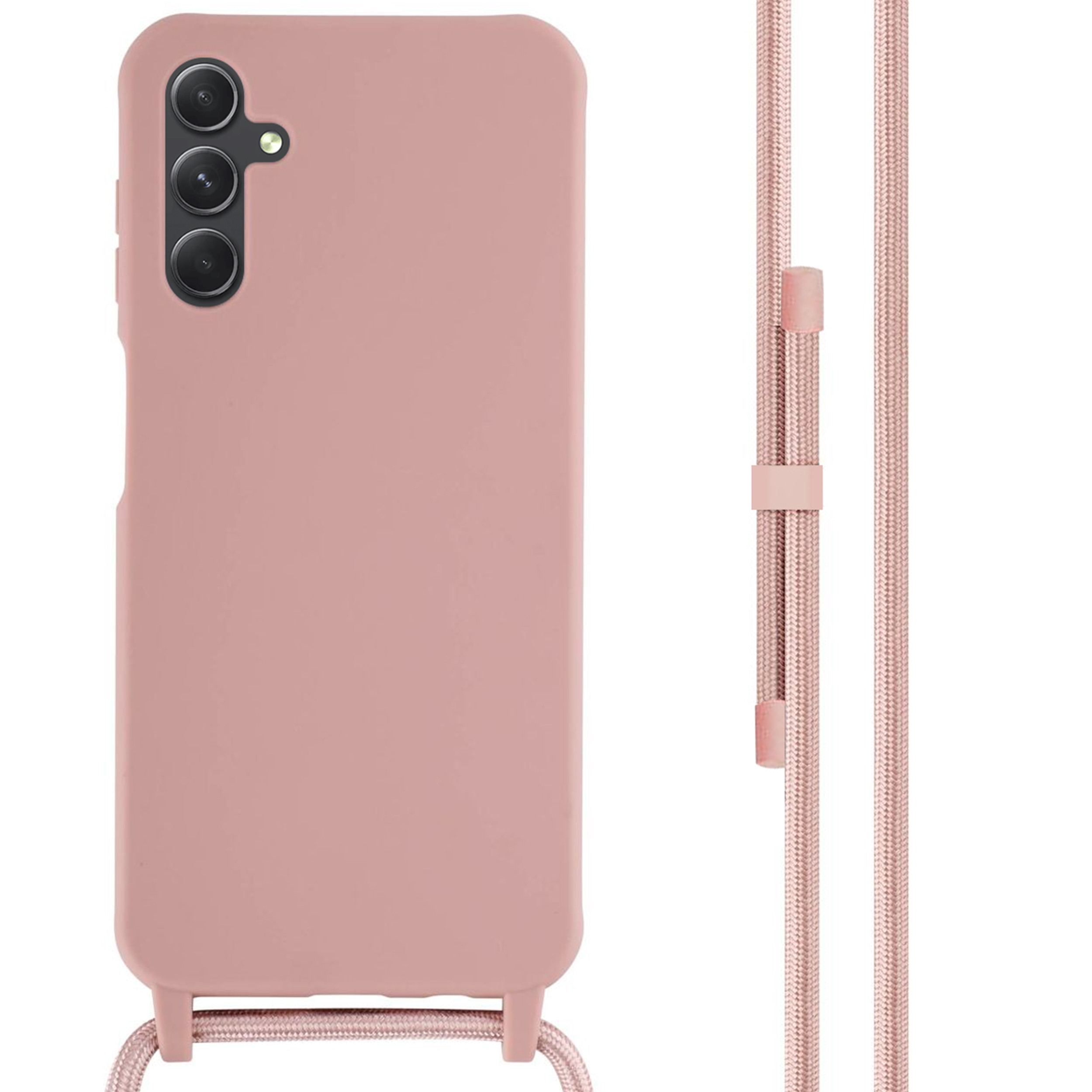 Coque Cordon réglable 160cm silicone liquide compatible Galaxy A54 5G - Rose