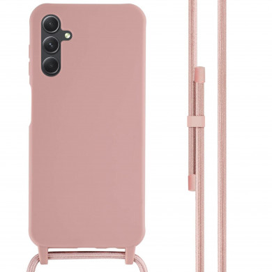 Coque Cordon réglable 160cm silicone liquide compatible Galaxy A54 5G - Rose