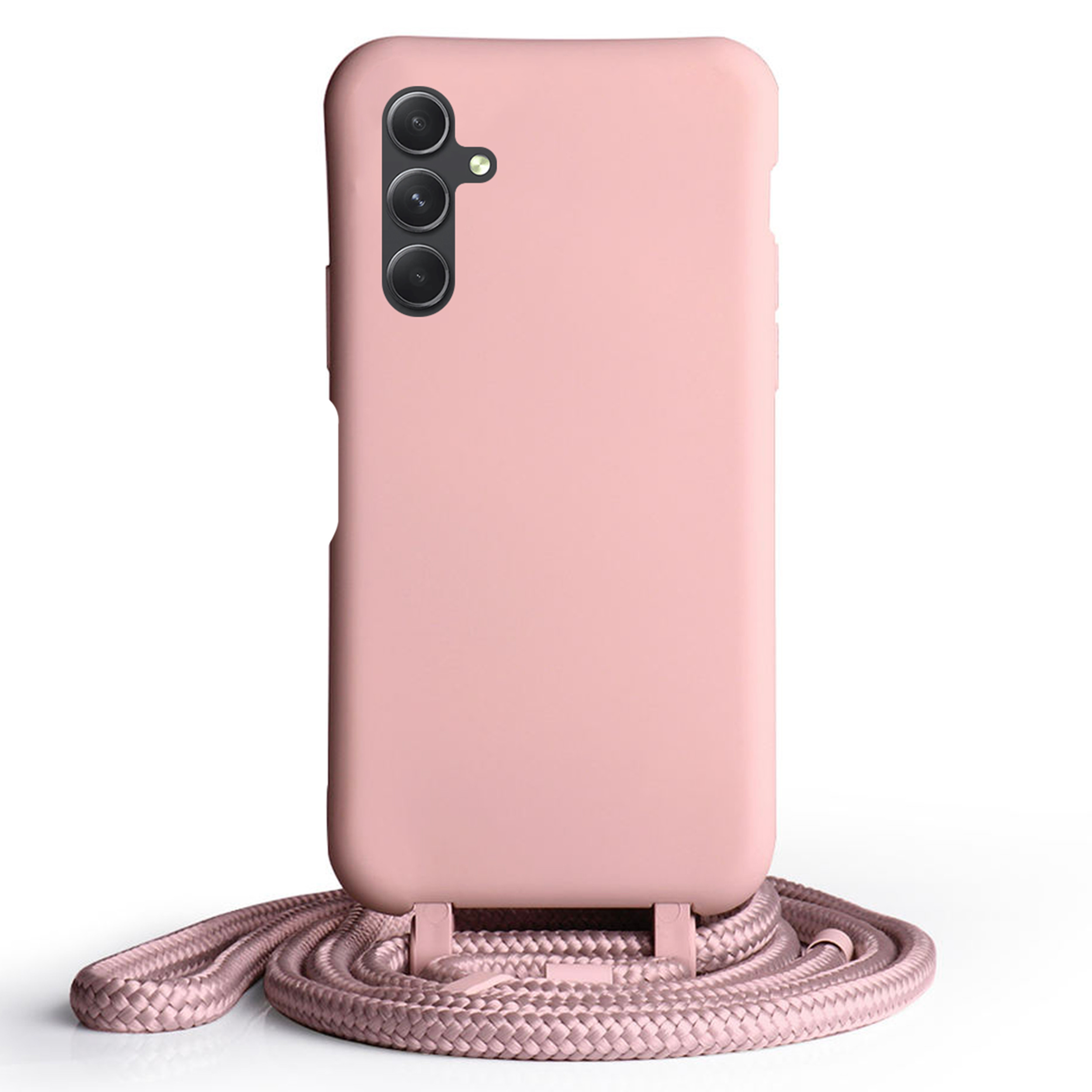 Coque Cordon réglable 160cm silicone liquide compatible Galaxy A54 5G - Rose