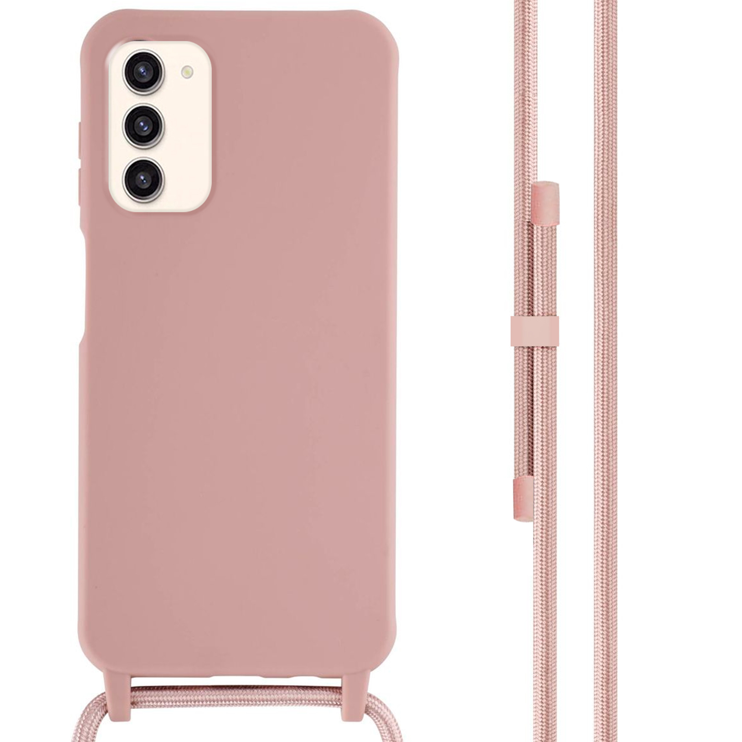 Coque Cordon réglable 160cm silicone liquide compatible Galaxy S23 - Rose