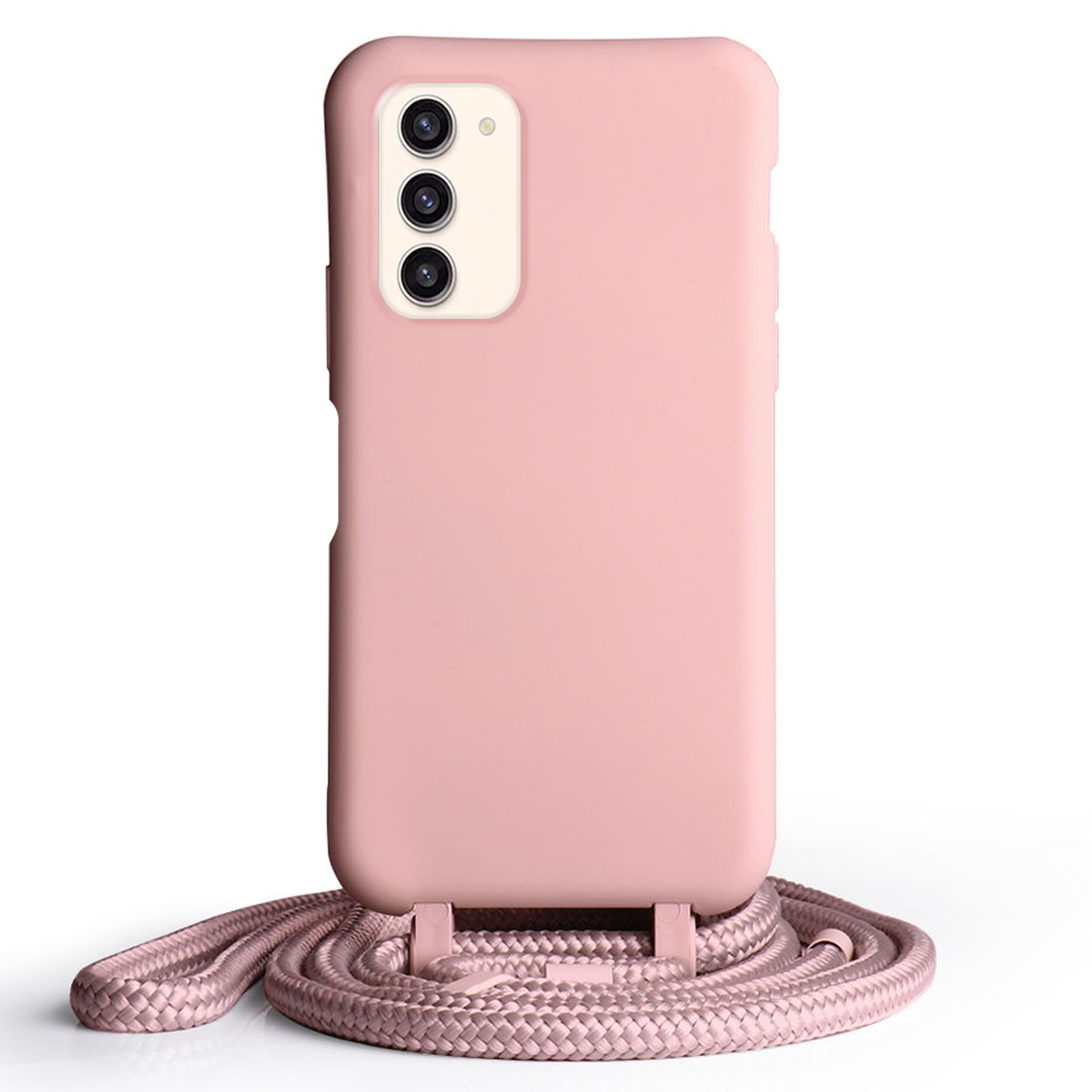 Coque Cordon réglable 160cm silicone liquide compatible Galaxy S23+ - Rose