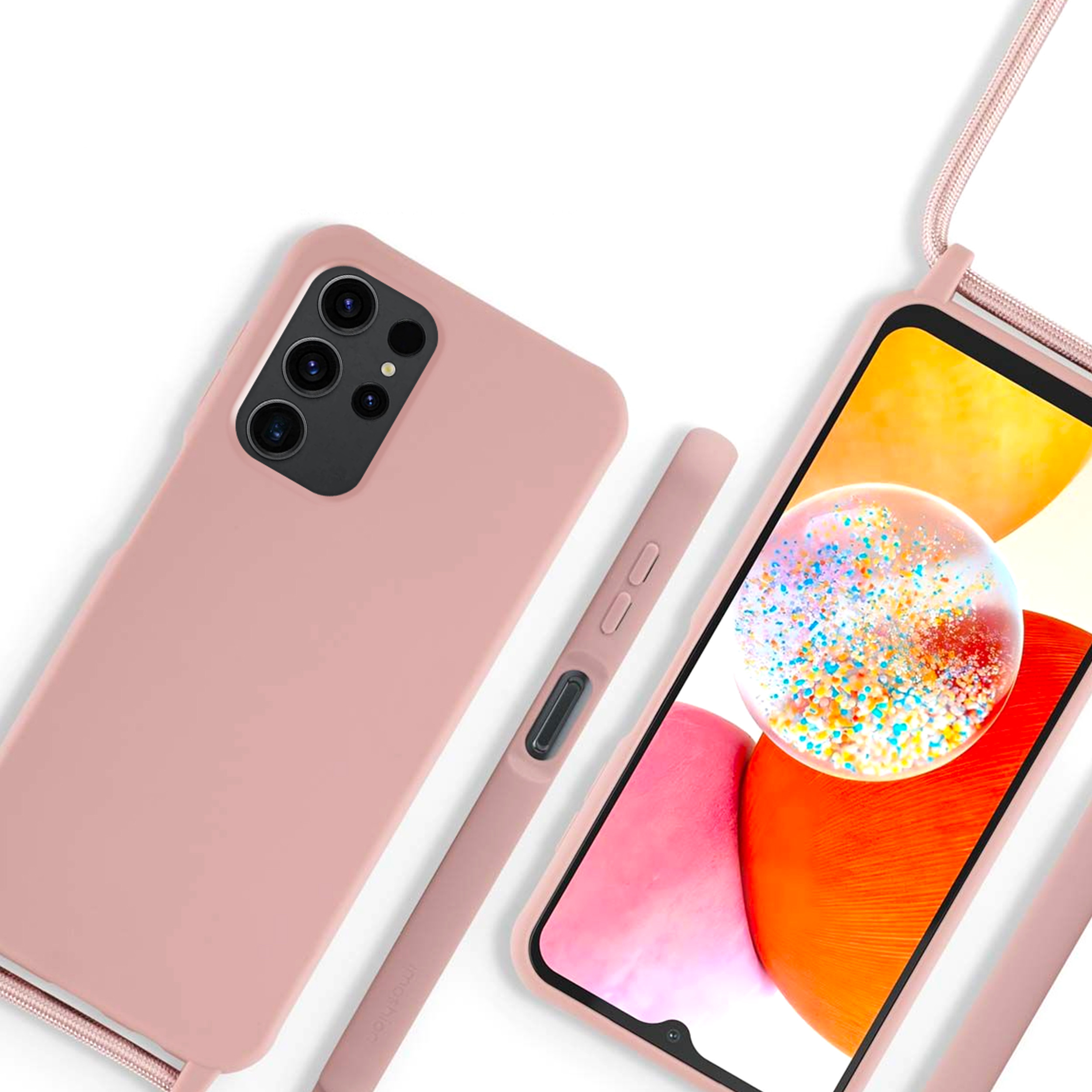 Coque Cordon réglable 160cm silicone liquide compatible Galaxy S23 ULTRA - Rose