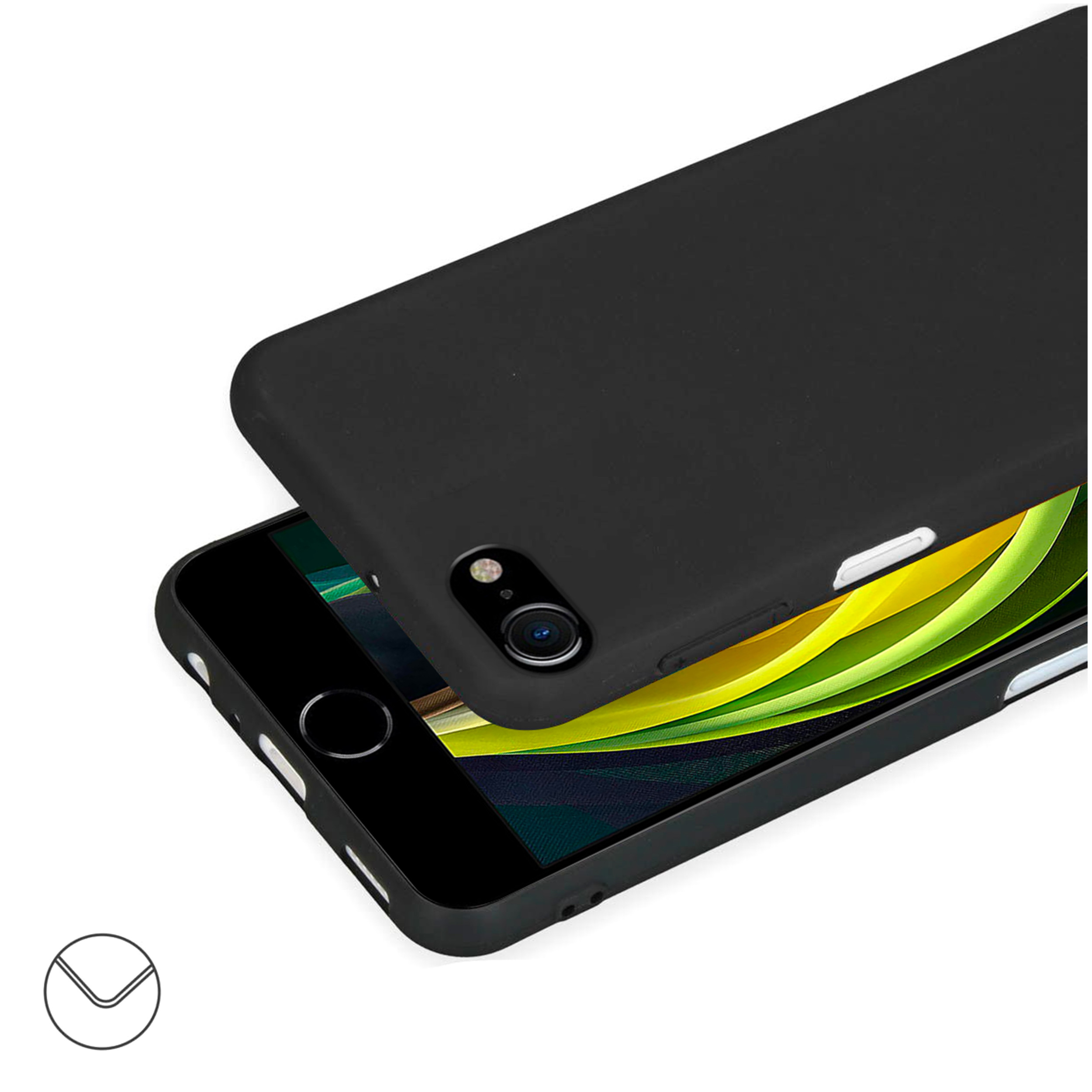 Coque Cordon réglable 160cm silicone liquide compatible iPhone 6/7/8/SE - Noir