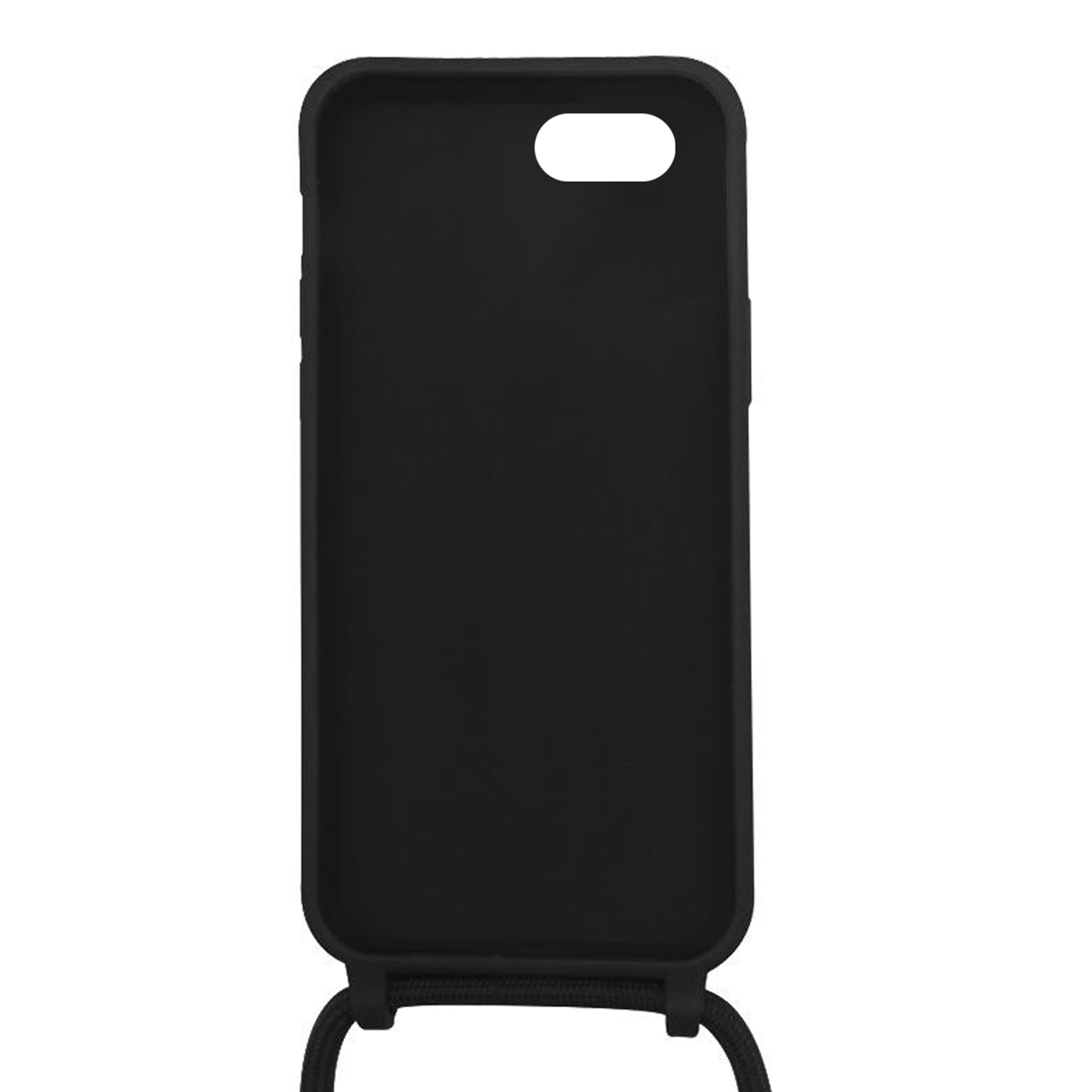 Coque Cordon réglable 160cm silicone liquide compatible iPhone 6/7/8/SE - Noir