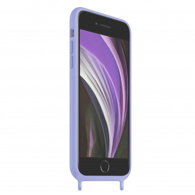 Coque Cordon réglable 160cm silicone liquide compatible iPhone 6/7/8/SE - Lavande