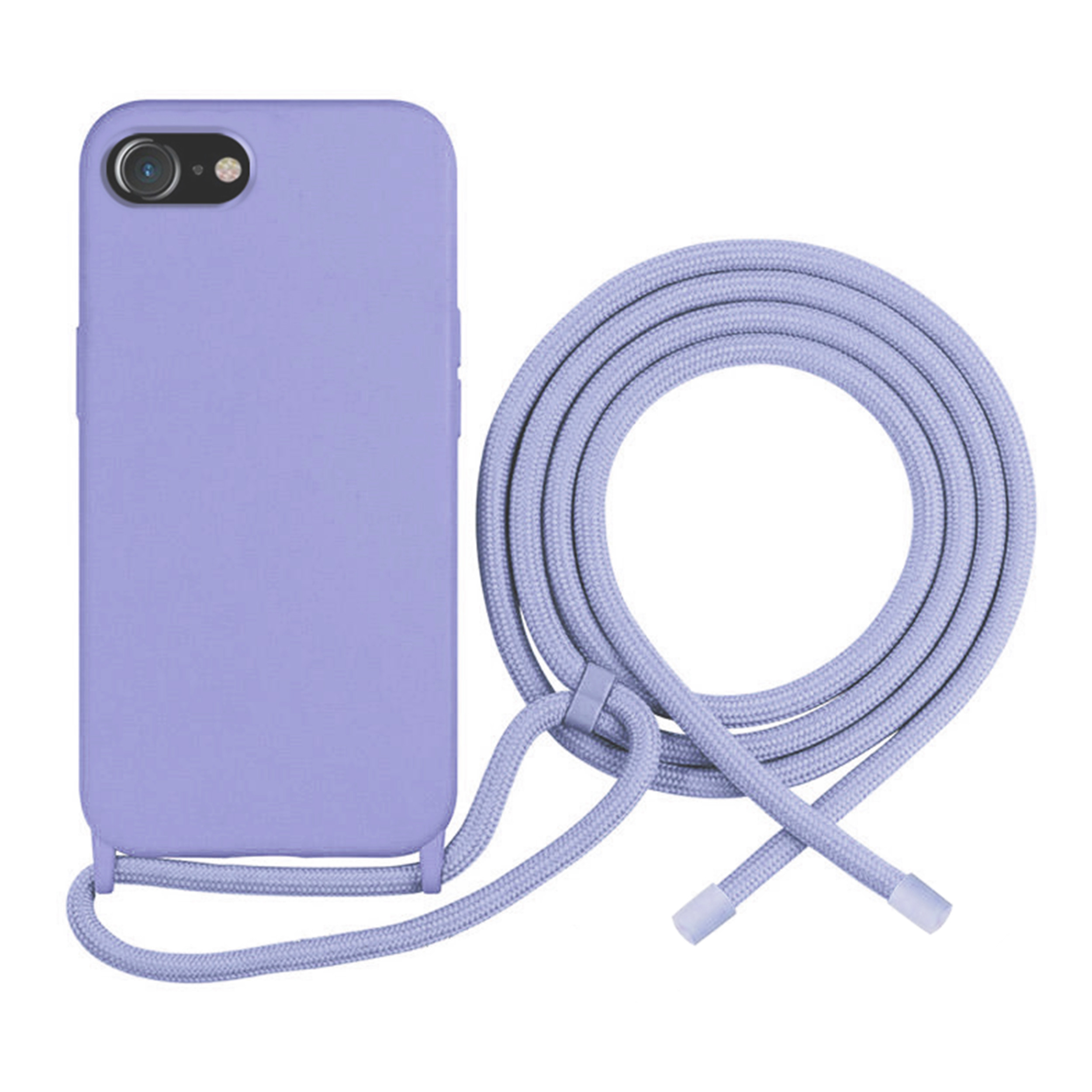 Coque Cordon réglable 160cm silicone liquide compatible iPhone 6/7/8/SE - Lavande