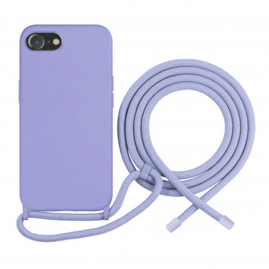 Coque Cordon réglable 160cm silicone liquide compatible iPhone 6/7/8/SE - Lavande