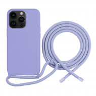 Coque Cordon réglable 160cm silicone liquide compatible iPhone 11 - Lavande