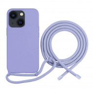 Coque Cordon réglable 160cm silicone liquide compatible iPhone  12/12PRO - Lavande