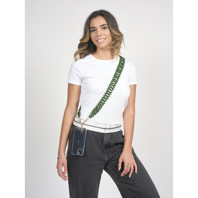 Chaîne bandoulière perles M 120cm Rio - Vert