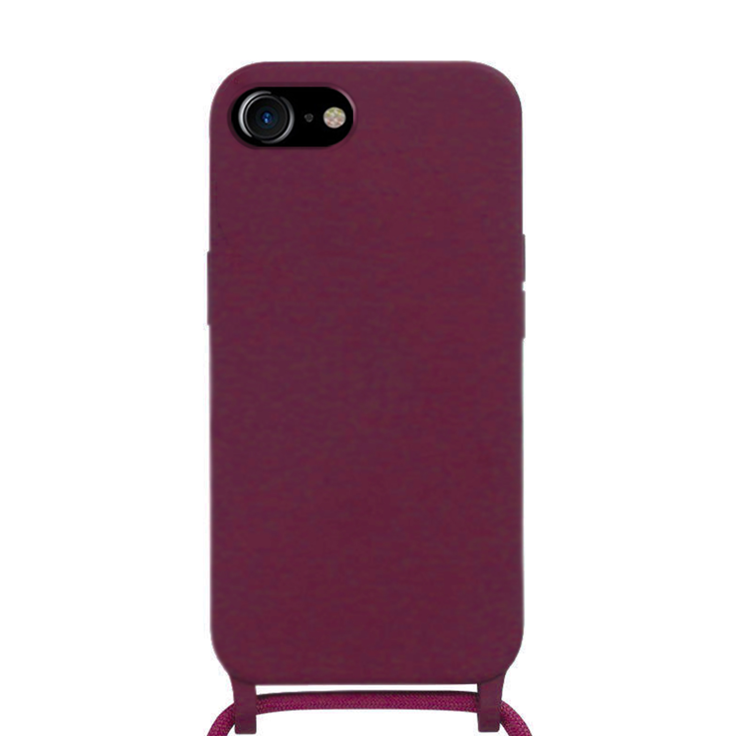 Coque Cordon réglable 160cm silicone liquide compatible iPhone 6/7/8/SE - Bordeaux