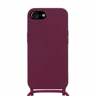 Coque Cordon réglable 160cm silicone liquide compatible iPhone 6/7/8/SE - Bordeaux