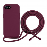 Coque Cordon réglable 160cm silicone liquide compatible iPhone 11 - Bordeaux