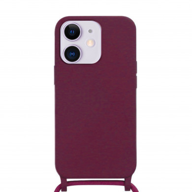 Coque Cordon réglable 160cm silicone liquide compatible iPhone 11 - Bordeaux