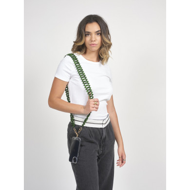 Chaîne bandoulière perles M 120cm Rio - Vert