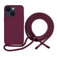 Coque Cordon réglable 160cm silicone liquide compatible iPhone  12/12PRO - Bordeaux