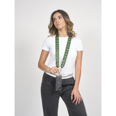 Chaîne bandoulière perles M 120cm Rio - Vert