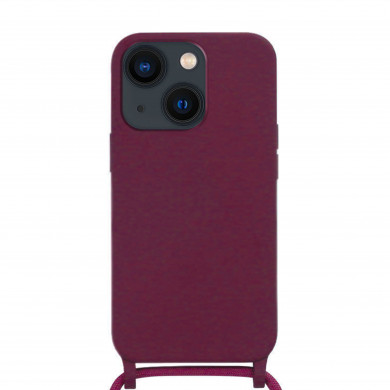 Coque Cordon réglable 160cm silicone liquide compatible iPhone 14 Plus - Bordeaux