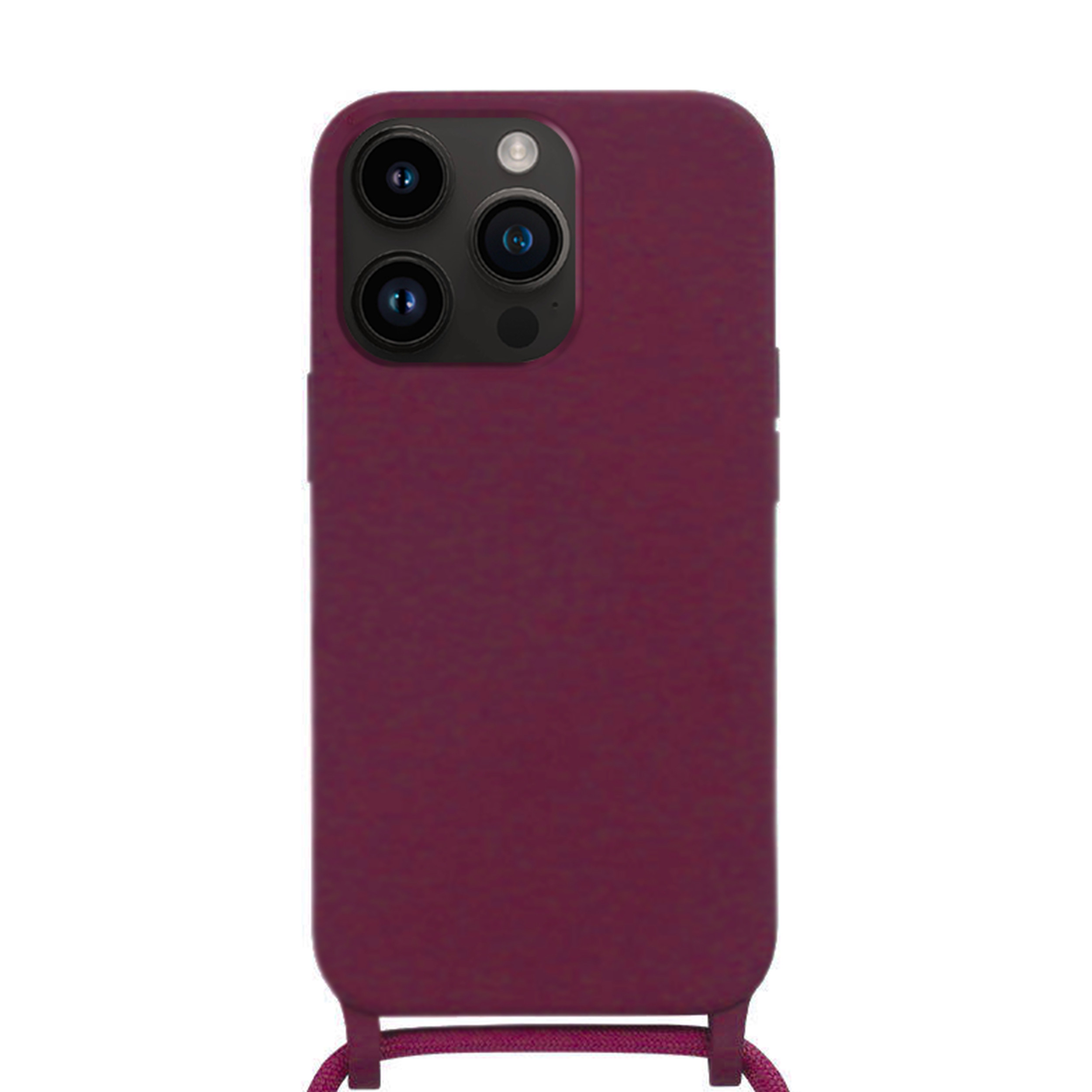 Coque Cordon réglable 160cm silicone liquide compatible iPhone 14 PRO MAX - Bordeaux