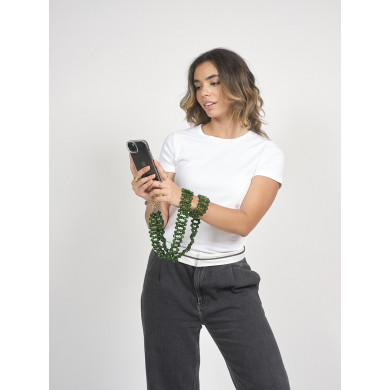 Chaîne bandoulière perles M 120cm Rio - Vert