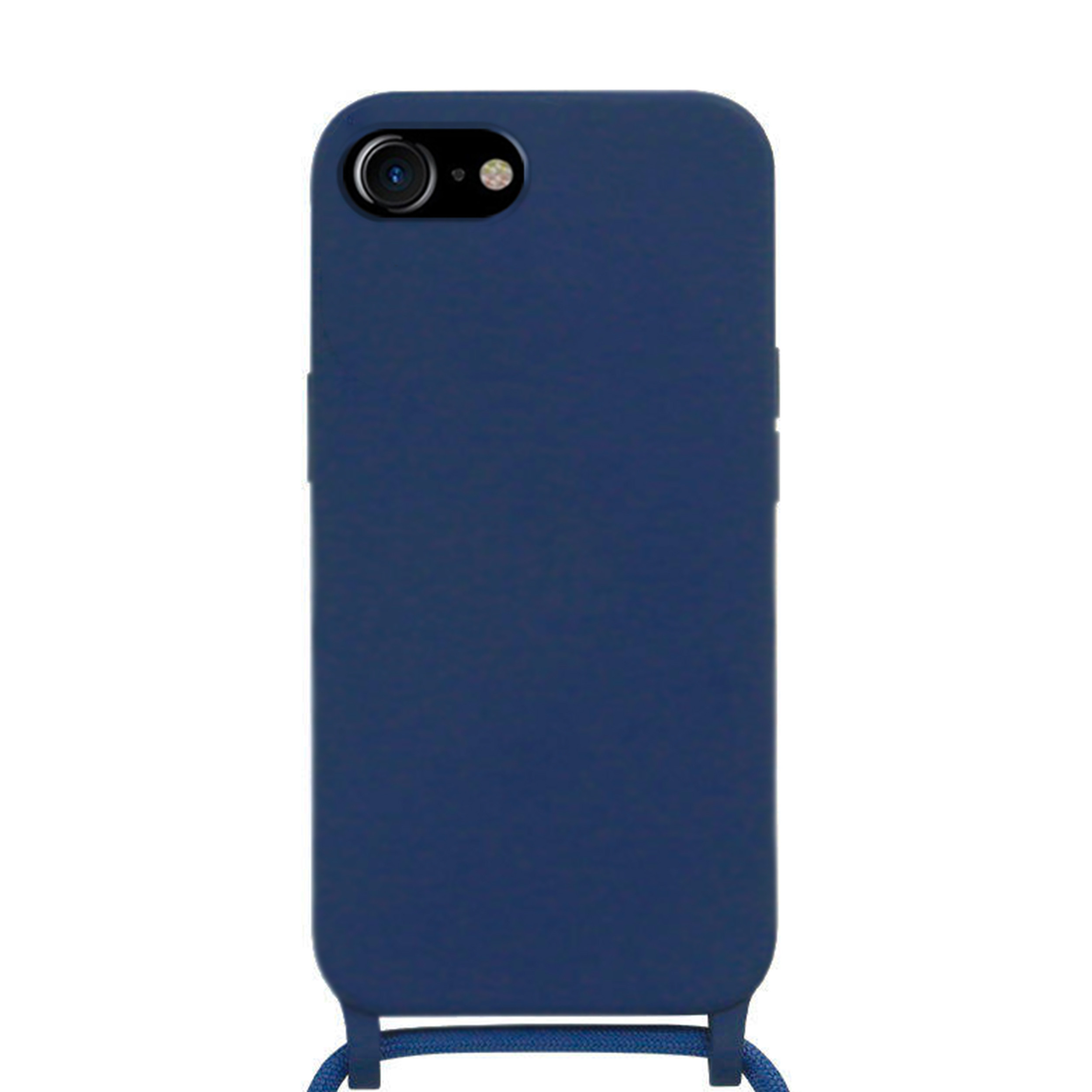 Coque Cordon réglable 160cm silicone liquide compatible iPhone 6/7/8/SE - Bleu Marine