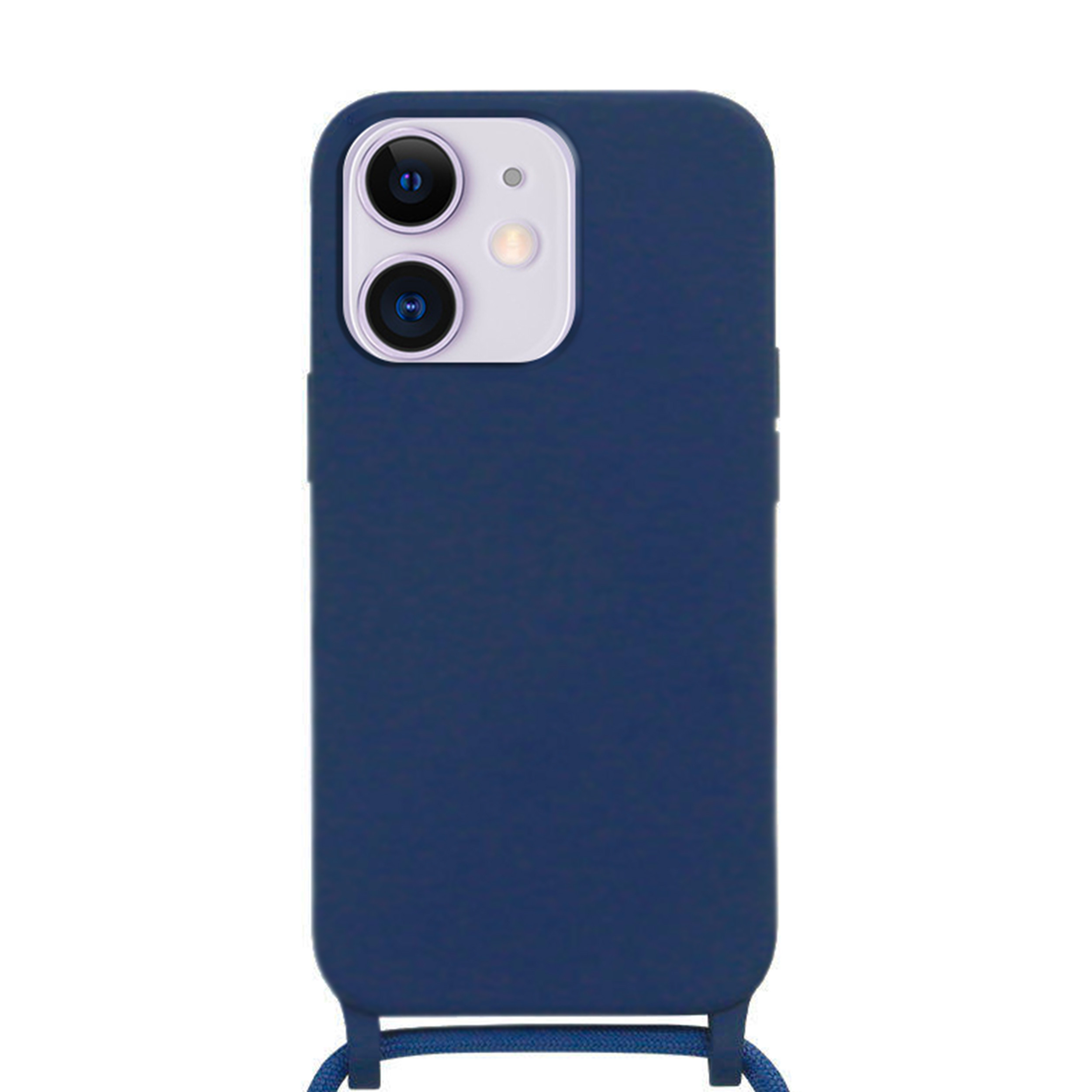 Coque Cordon réglable 160cm silicone liquide compatible iPhone 11 - Bleu Marine