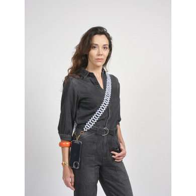 Chaîne bandoulière perles M 120cm Rio - Transparent