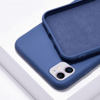 Coque Cordon réglable 160cm silicone liquide compatible iPhone 11 - Bleu Marine