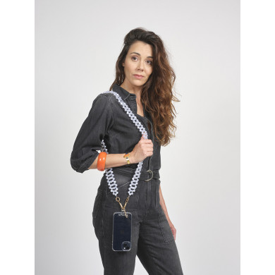 Chaîne bandoulière perles M 120cm Rio - Transparent