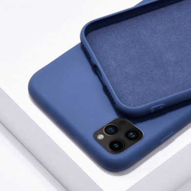 Coque Cordon réglable 160cm silicone liquide compatible iPhone  13 PRO - Bleu Marine