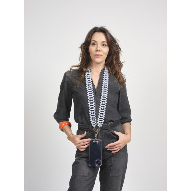 Chaîne bandoulière perles M 120cm Rio - Transparent