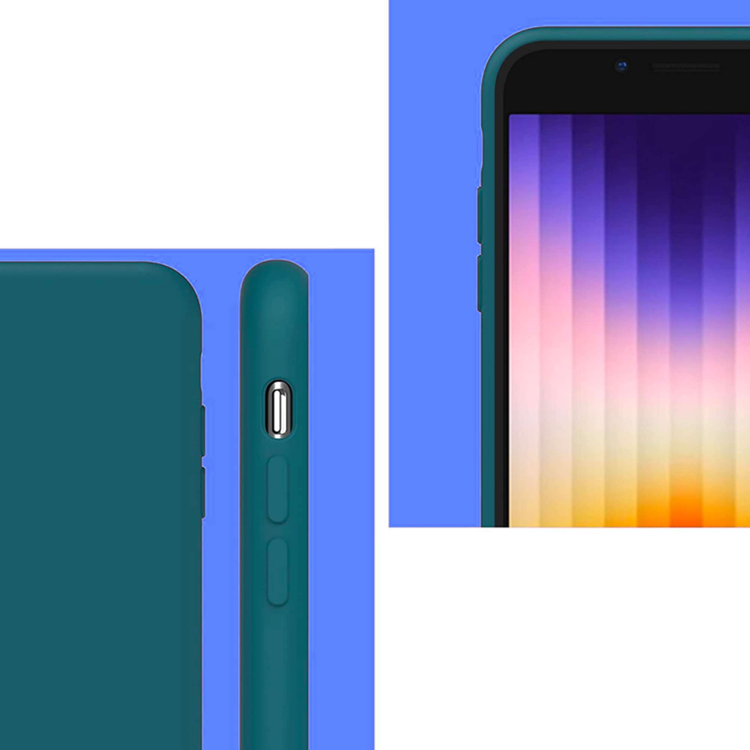 Coque Cordon réglable 160cm silicone liquide compatible iPhone 6/7/8/SE - Vert Kaki