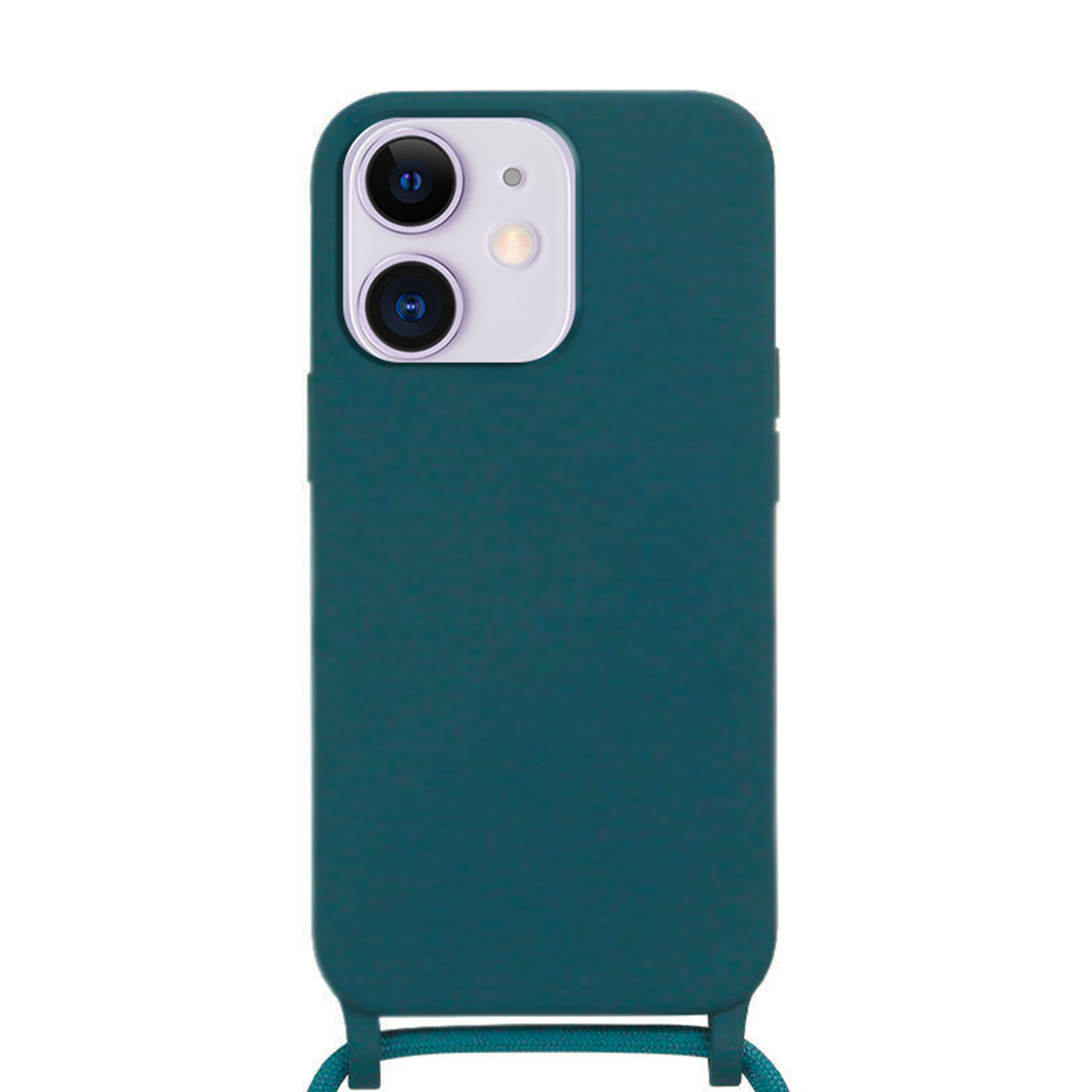 Coque Cordon réglable 160cm silicone liquide compatible iPhone 11 - Vert Kaki