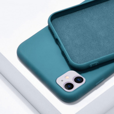 Coque Cordon réglable 160cm silicone liquide compatible iPhone 11 - Vert Kaki