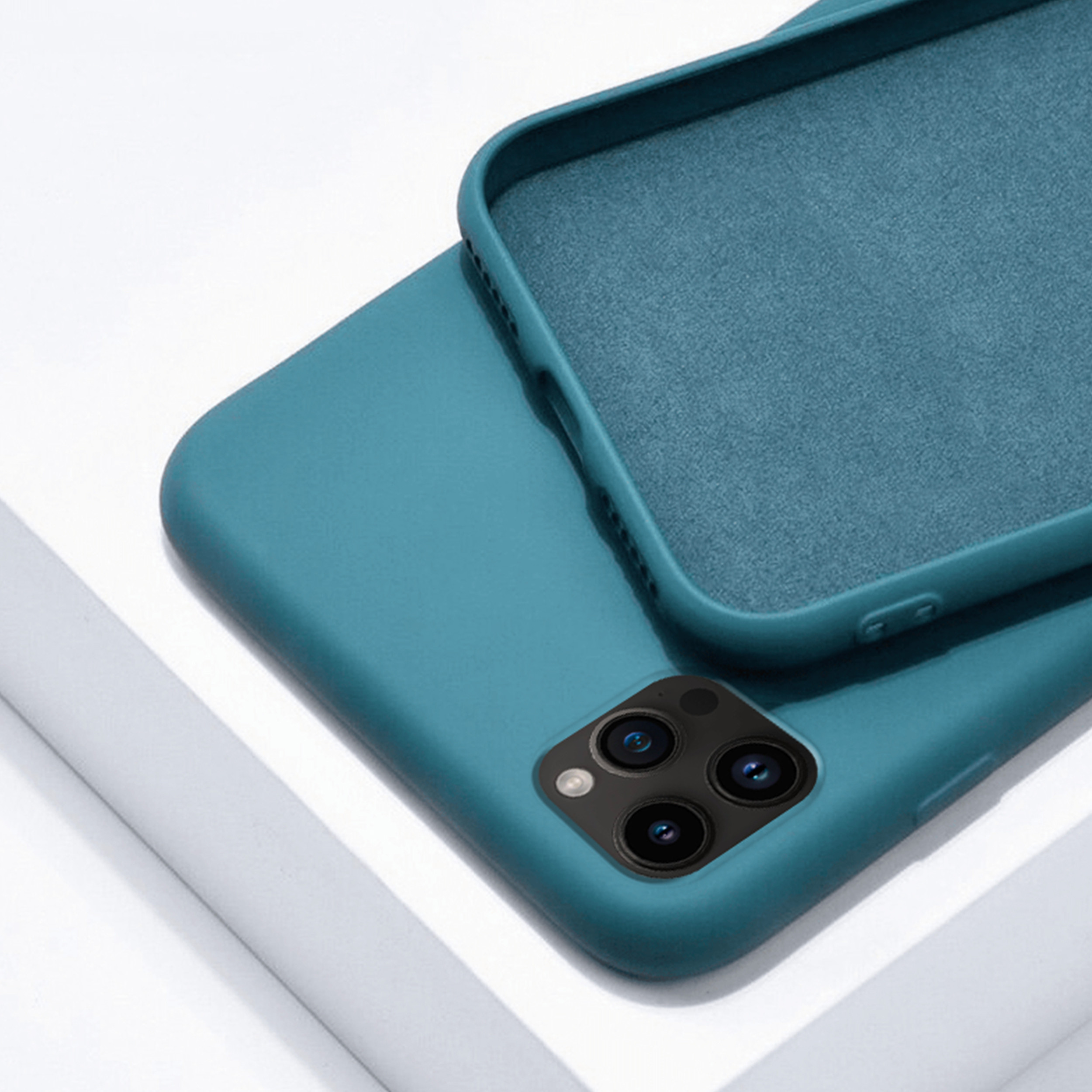 Coque Cordon réglable 160cm silicone liquide compatible iPhone  12/12PRO - Vert Kaki