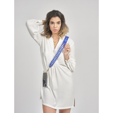 Chaîne bandoulière perles M 120cm Rio - Bleu électrique