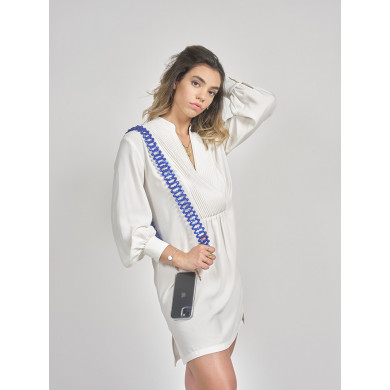 Chaîne bandoulière perles M 120cm Rio - Bleu électrique