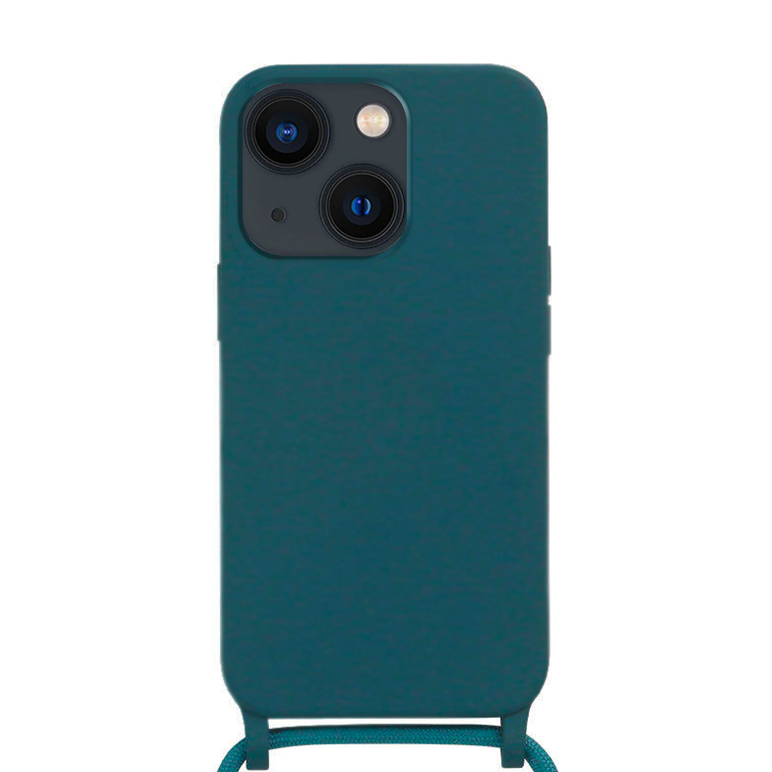 Coque Cordon réglable 160cm silicone liquide compatible iPhone 14 Plus - Vert Kaki