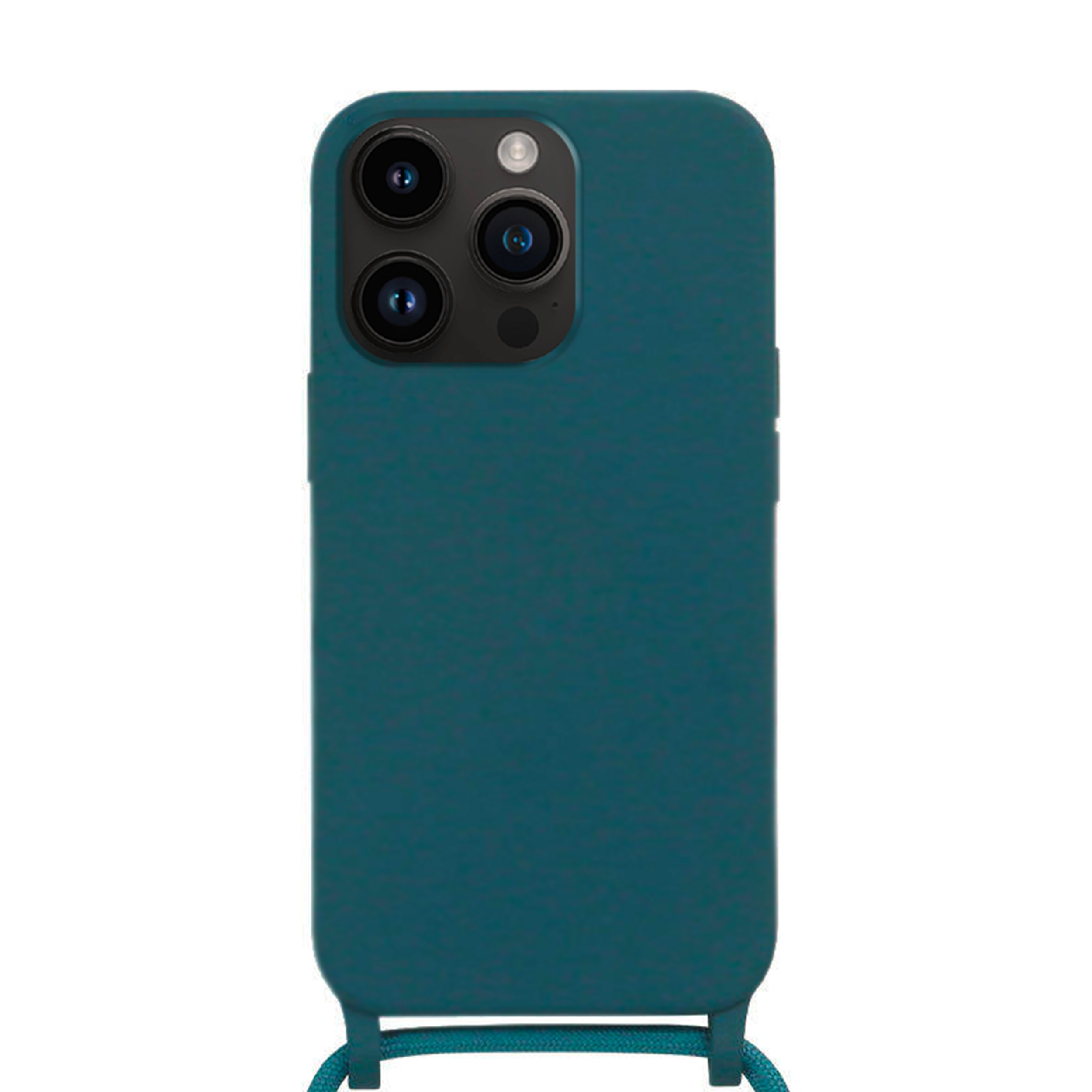 Coque Cordon réglable 160cm silicone liquide compatible iPhone 14 PRO MAX - Vert Kaki