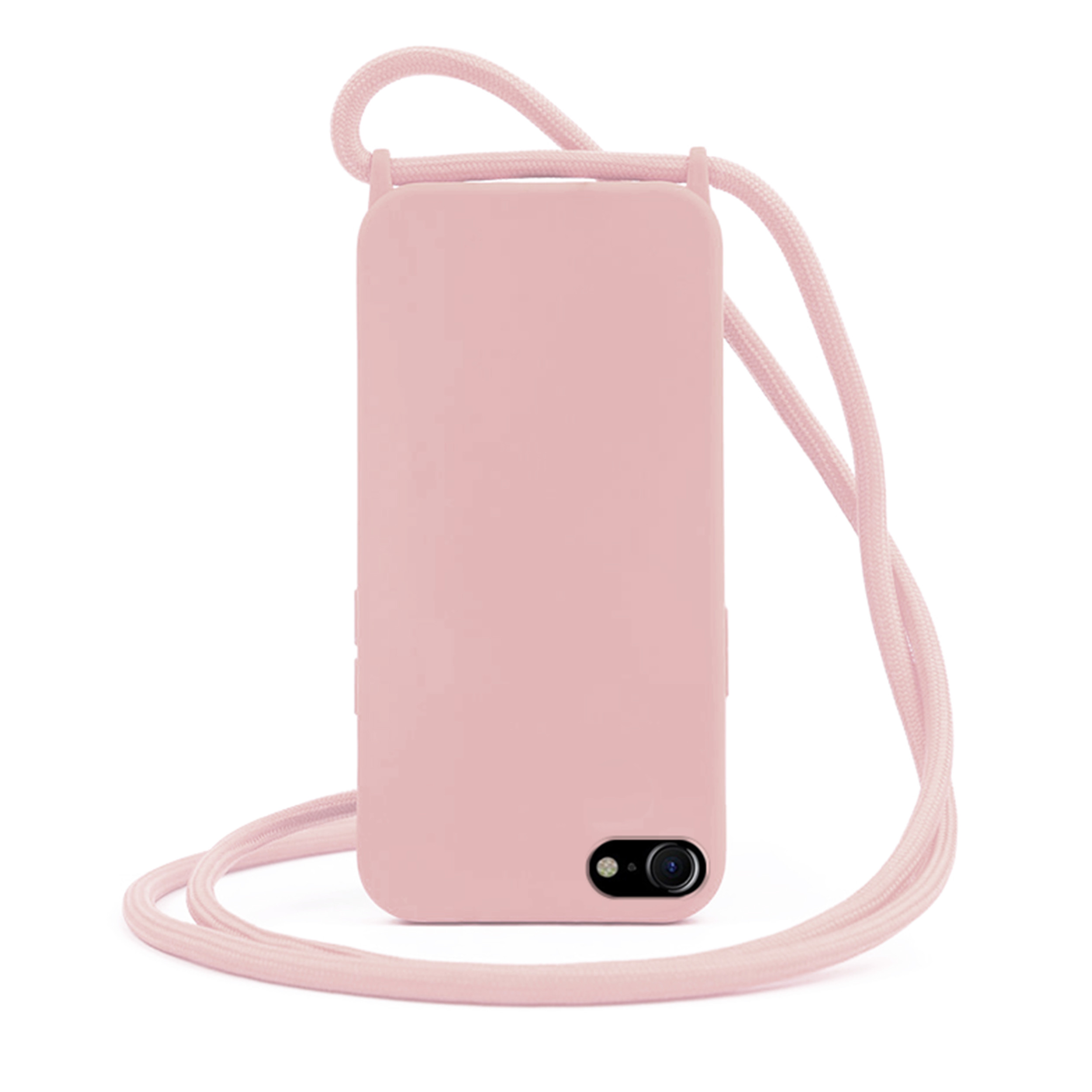 Coque Cordon réglable 160cm silicone liquide compatible iPhone 6/7/8/SE - Rose