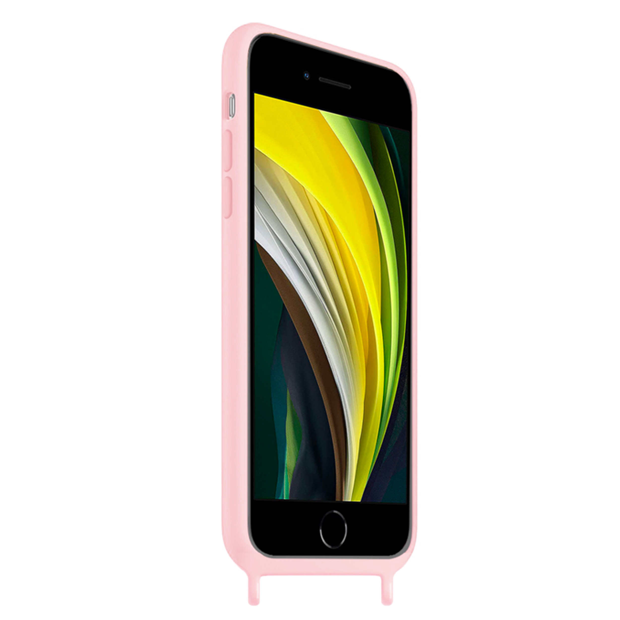 Coque Cordon réglable 160cm silicone liquide compatible iPhone 6/7/8/SE - Rose