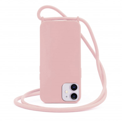 Coque Cordon réglable 160cm silicone liquide compatible iPhone 11 - Rose