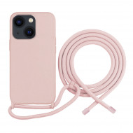 Coque Cordon réglable 160cm silicone liquide compatible iPhone  12/12PRO - Rose