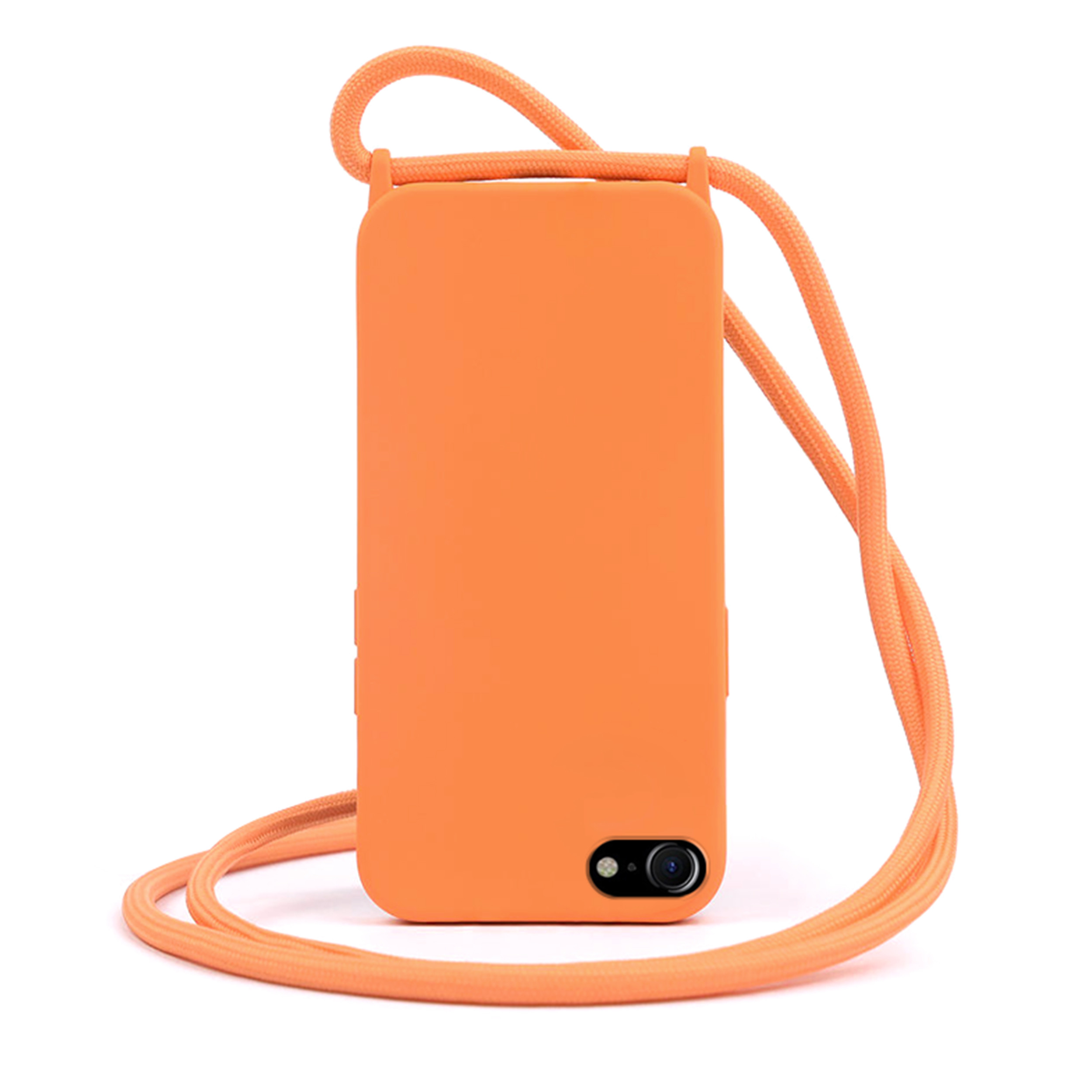 Coque Cordon réglable 160cm silicone liquide compatible iPhone 6/7/8/SE - Orange