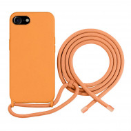 Coque Cordon réglable 160cm silicone liquide compatible iPhone 11 - Orange