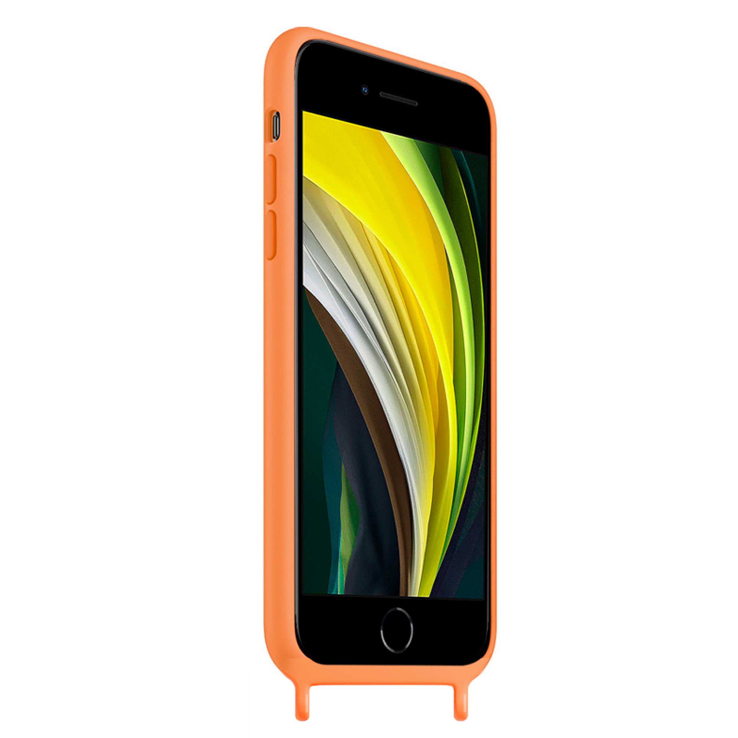 Coque Cordon réglable 160cm silicone liquide compatible iPhone 6/7/8/SE - Orange