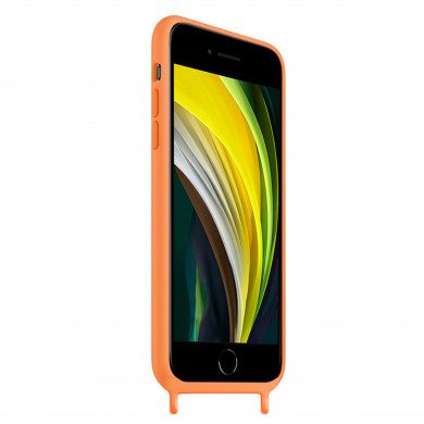 Coque Cordon réglable 160cm silicone liquide compatible iPhone 6/7/8/SE - Orange